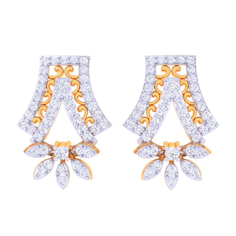Printable 3D Jewelry design of Earrings with diamonds Modèle 3D .c4d .max .obj .3ds .fbx .stl .blend