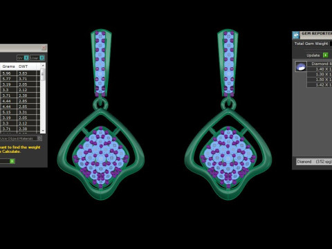 Printable 3D Jewelry design of Earrings with diamonds Modelo 3D