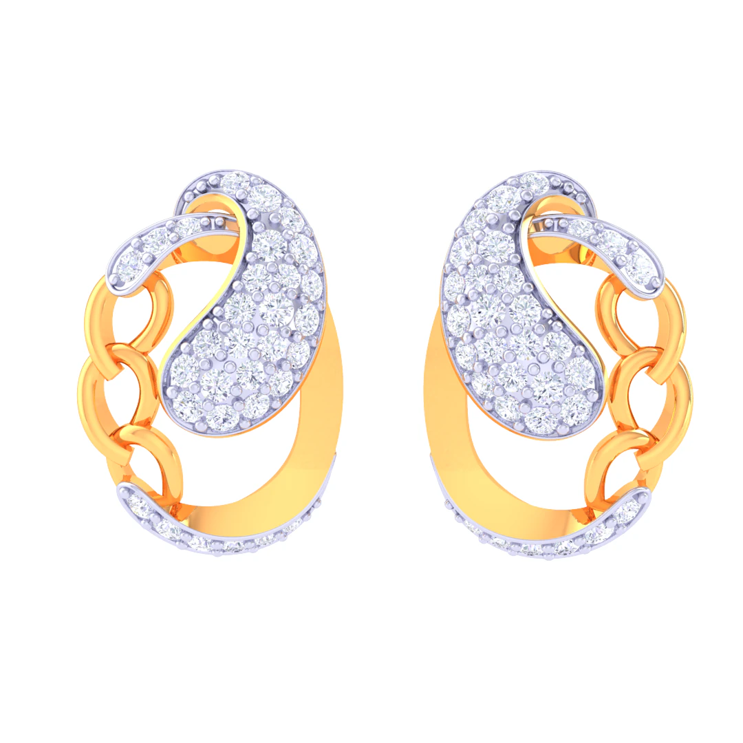 Printable 3D Jewelry design of Earrings with diamonds 3D Model .c4d .max .obj .3ds .fbx .stl .blend 