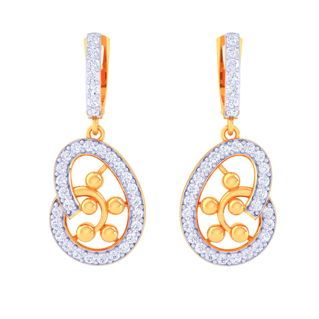 Printable 3D Jewelry design of Earrings with diamonds 3D Model .c4d .max .obj .3ds .fbx .stl .blend