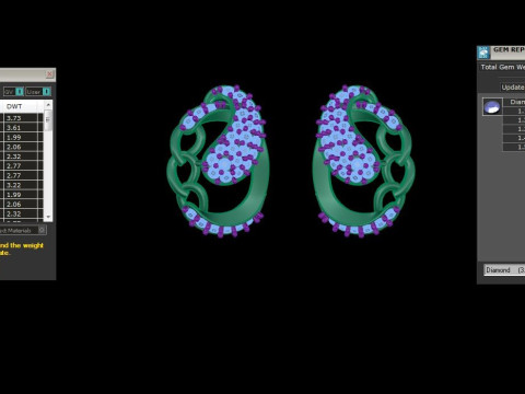 Printable 3D Jewelry design of Earrings with diamonds 3D Modell
