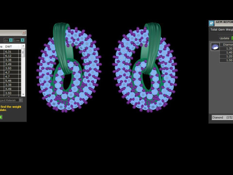 Printable 3D Jewelry design of Earrings with diamonds 3D Modell