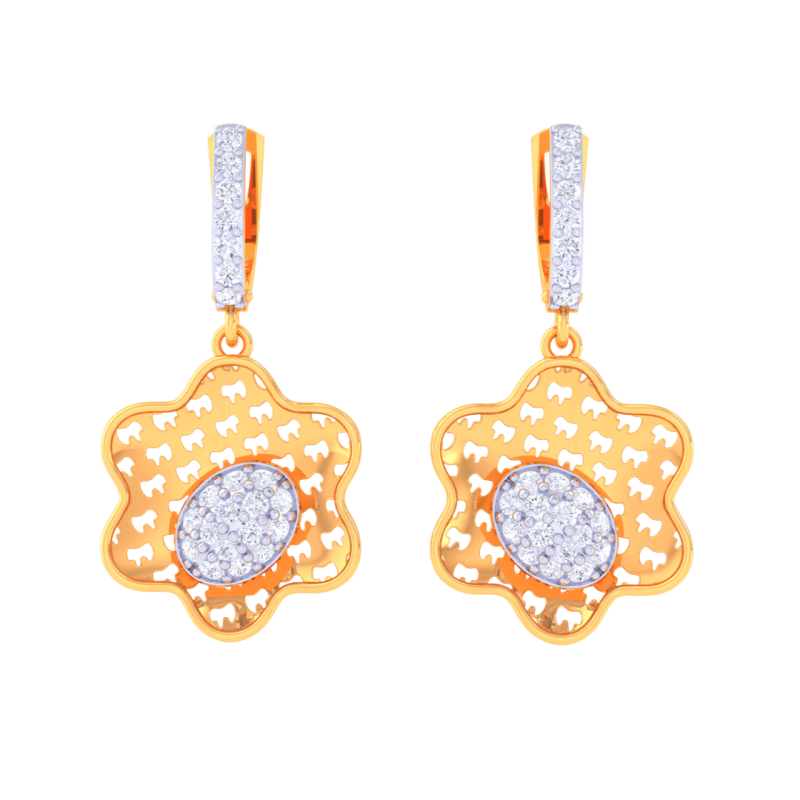 Printable 3D Jewelry design of Earrings with diamonds 3D Model .c4d .max .obj .3ds .fbx .stl .blend