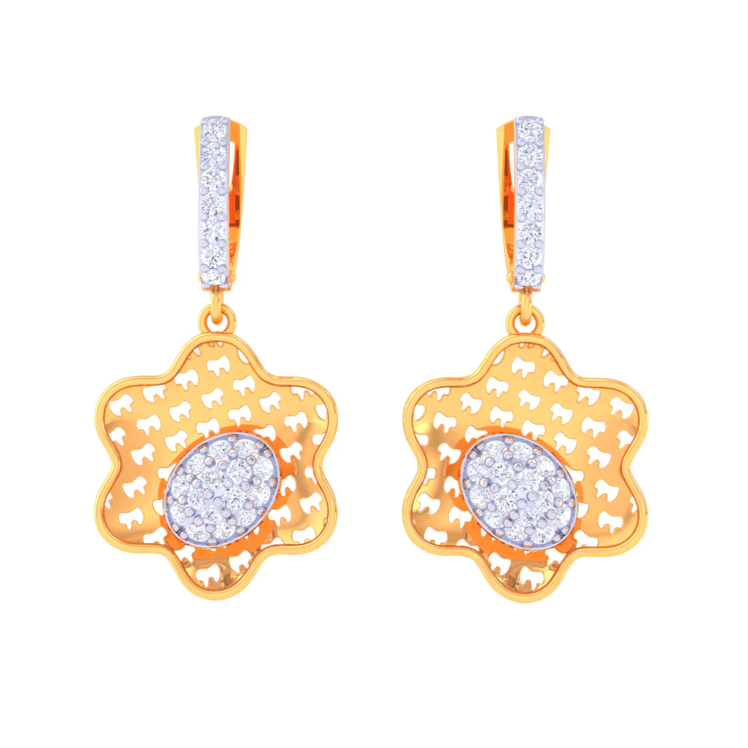 Printable 3D Jewelry design of Earrings with diamonds 3D Model .c4d .max .obj .3ds .fbx .stl .blend 