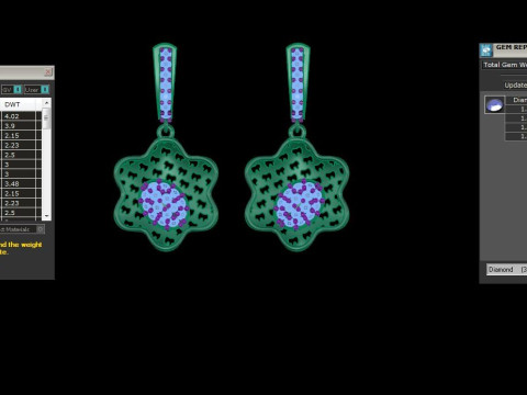 Printable 3D Jewelry design of Earrings with diamonds 3D Model