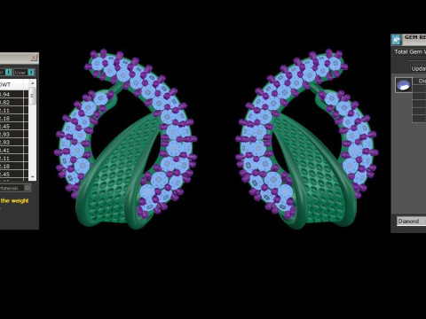 Printable 3D Jewelry design of Earrings with diamonds Modèle 3D