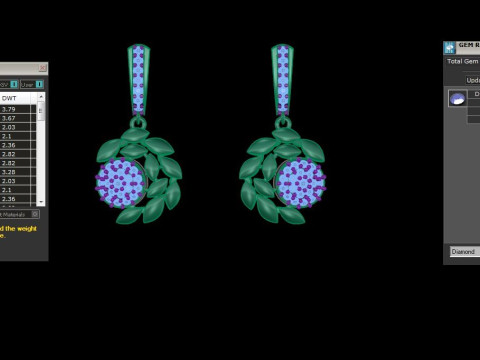 Printable 3D Jewelry design of Earrings with diamonds Modèle 3D