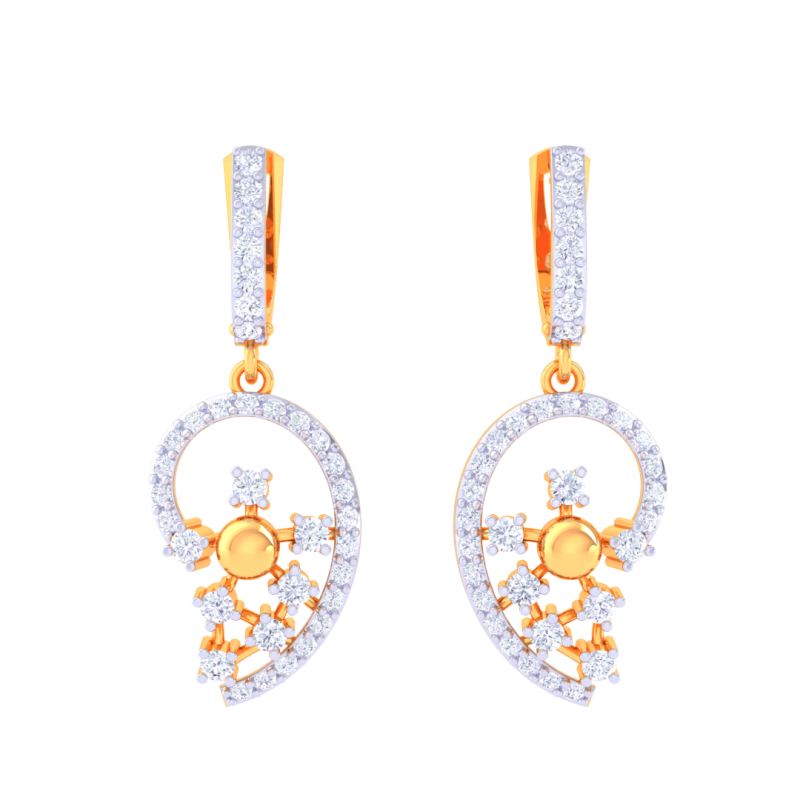 Printable 3D Jewelry design of Earrings with diamonds Modèle 3D .c4d .max .obj .3ds .fbx .stl .blend