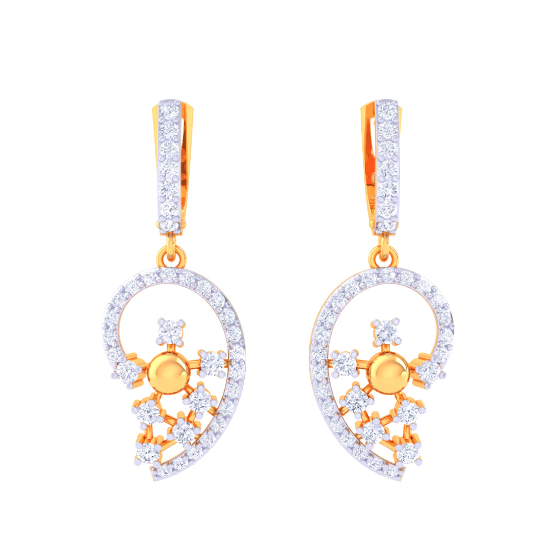Printable 3D Jewelry design of Earrings with diamonds 3D Model .c4d .max .obj .3ds .fbx .stl .blend 