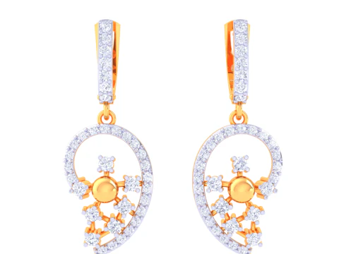 Printable 3D Jewelry design of Earrings with diamonds 3D Model