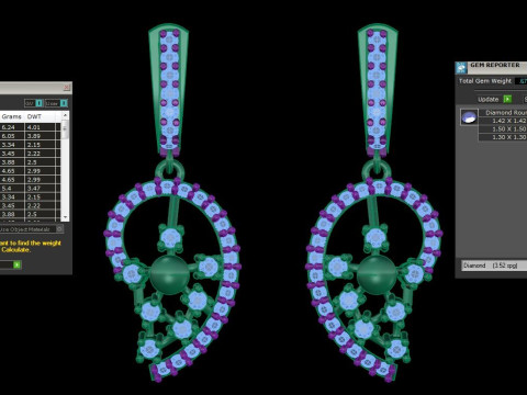 Printable 3D Jewelry design of Earrings with diamonds Modèle 3D