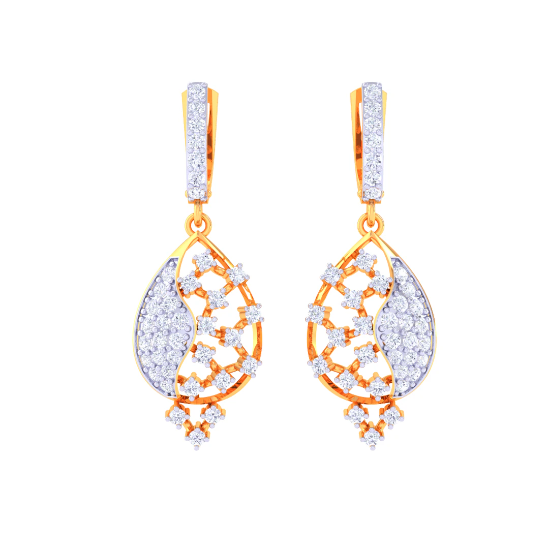 Printable 3D Jewelry design of Earrings with diamonds 3D Model .c4d .max .obj .3ds .fbx .stl .blend 