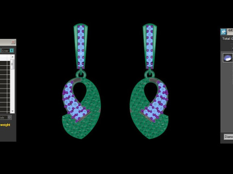 Printable 3D Jewelry design of Earrings with diamonds Modèle 3D