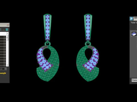 Printable 3D Jewelry design of Earrings with diamonds 3D Model