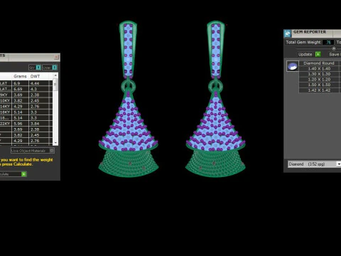 Printable 3D Jewelry design of Earrings with diamonds 3D Model