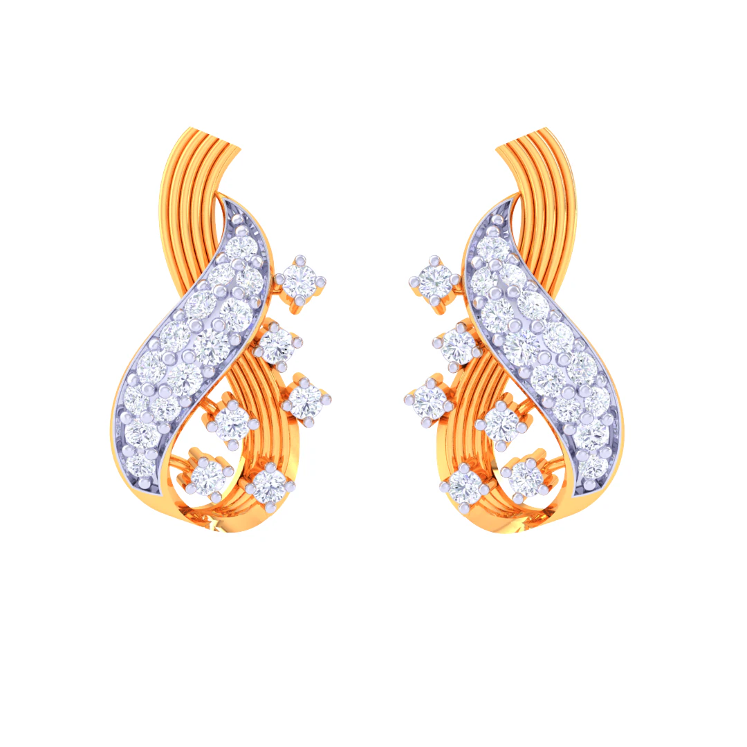 Printable 3D Jewelry design of Earrings with diamonds 3D Model .c4d .max .obj .3ds .fbx .stl .blend 