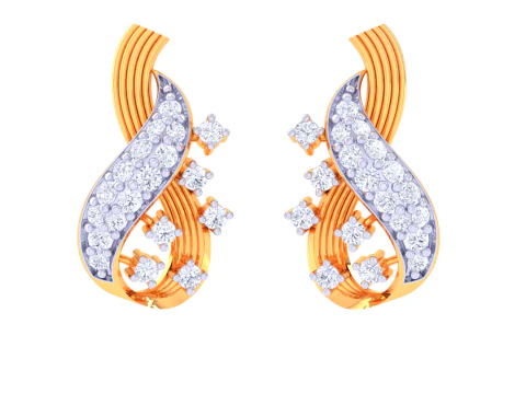 Desain Anting Perhiasan 3D yang dapat dicetak dengan berlian Model 3D