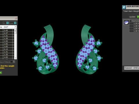 Printable 3D Jewelry design of Earrings with diamonds Modelo 3D