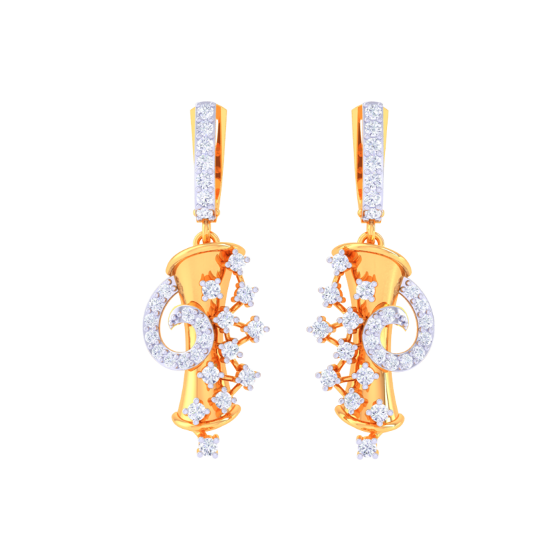 Printable 3D Jewelry design of Earrings with diamonds 3D Model .c4d .max .obj .3ds .fbx .stl .blend 