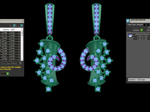 Printable 3D Jewelry design of Earrings with diamonds 3D Model