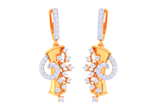 Printable 3D Jewelry design of Earrings with diamonds 3D Model