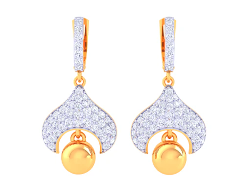 Dise&ntilde;o de joyer&iacute;a 3D imprimible de pendientes con diamantes. Modelo 3D