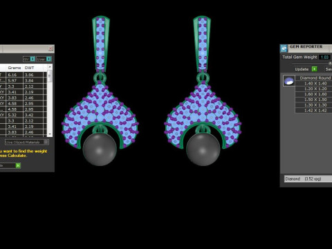 Printable 3D Jewelry design of Earrings with diamonds Model 3D