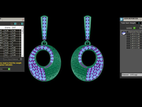 Printable 3D Jewelry design of Earrings with diamonds 3D Model