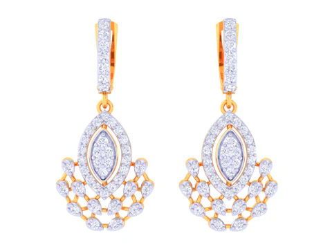 ダイヤモンド付きイヤリングの印刷可能な 3D ジュエリー デザイン 3Dモデル