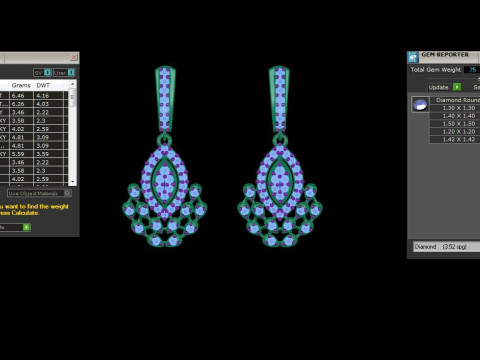 Printable 3D Jewelry design of Earrings with diamonds Modèle 3D
