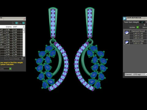 Printable 3D Jewelry design of Earrings with diamonds 3D Model