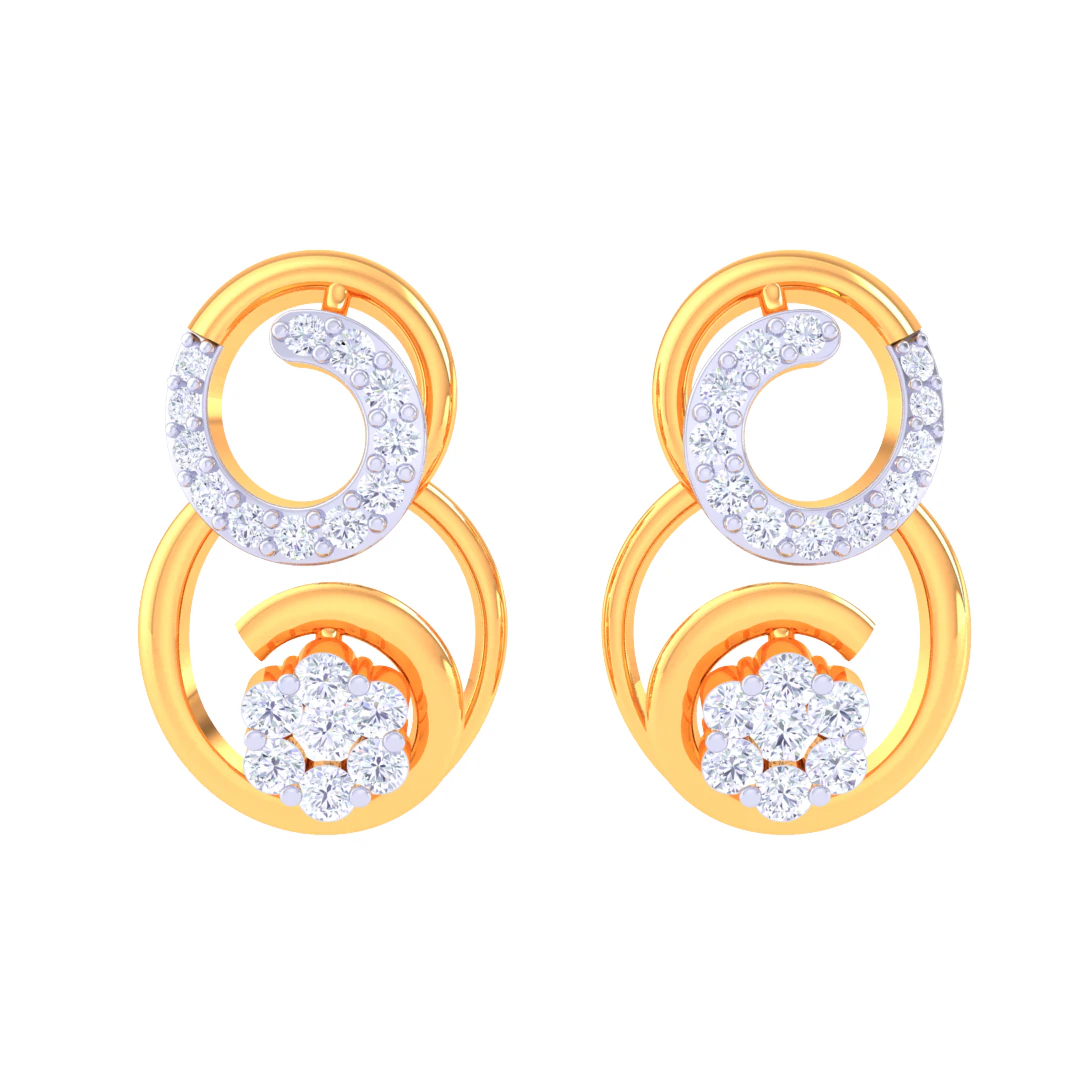 Printable 3D Jewelry design of Earrings with diamonds 3D Model .c4d .max .obj .3ds .fbx .stl .blend 