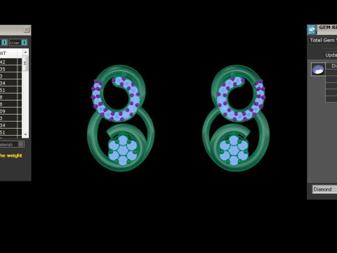 Printable 3D Jewelry design of Earrings with diamonds 3D Модель