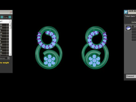 Printable 3D Jewelry design of Earrings with diamonds 3D Model