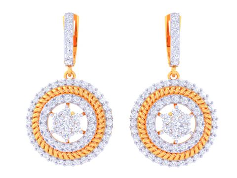 Conception de bijoux 3D imprimable de boucles d'oreilles avec diamants Modèle 3D