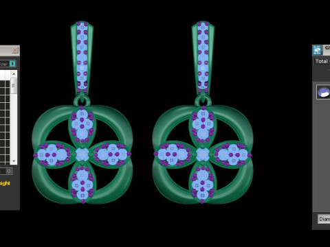 Printable 3D Jewelry design of Earrings with diamonds Modelo 3D