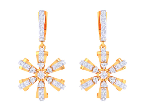 Desain Anting Perhiasan 3D yang dapat dicetak dengan berlian Model 3D