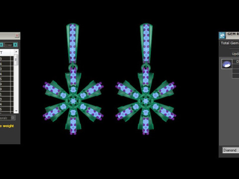 Printable 3D Jewelry design of Earrings with diamonds Modelo 3D
