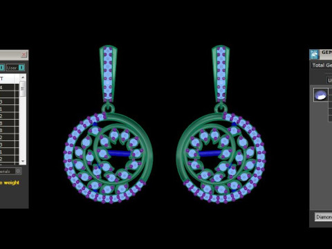 Printable 3D Jewelry design of Earrings with diamonds Model 3D