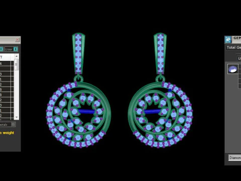 Printable 3D Jewelry design of Earrings with diamonds 3D Model