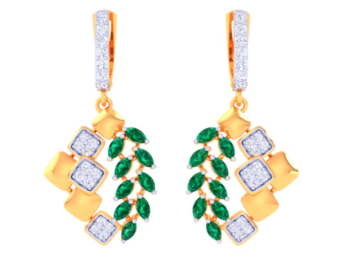 Design stampabile di gioielli 3D di orecchini con diamanti Modello 3D