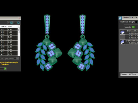 Printable 3D Jewelry design of Earrings with diamonds 3D मॉडल