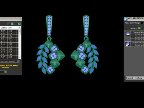 Printable 3D Jewelry design of Earrings with diamonds 3D Model