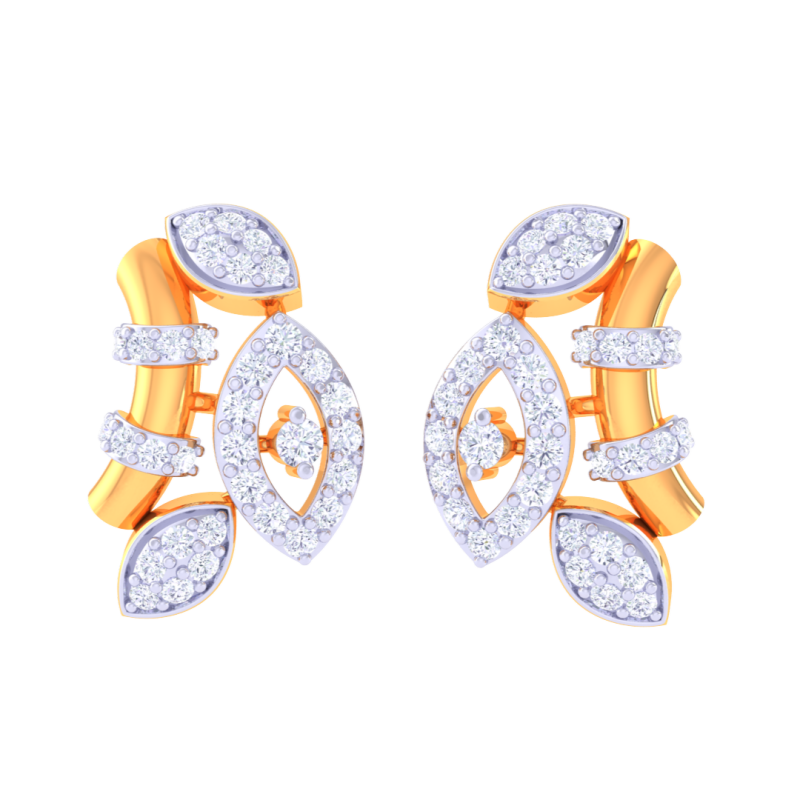 Printable 3D Jewelry design of Earrings with diamonds 3D Model .c4d .max .obj .3ds .fbx .stl .blend