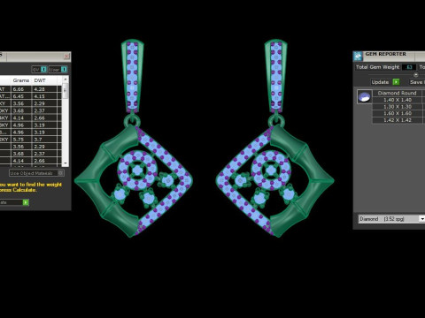 Printable 3D Jewelry design of Earrings with diamonds 3D Modell