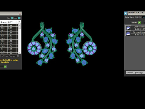Printable 3D Jewelry design of Earrings with diamonds 3D Model