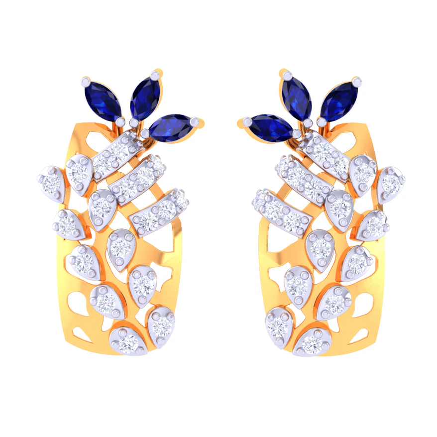 Printable 3D Jewelry design of Earrings with diamonds 3D Model .c4d .max .obj .3ds .fbx .stl .blend 