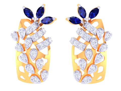 Design stampabile di gioielli 3D di orecchini con diamanti Modello 3D