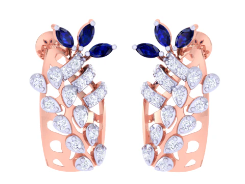 Printable 3D Jewelry design of Earrings with diamonds 3D Model