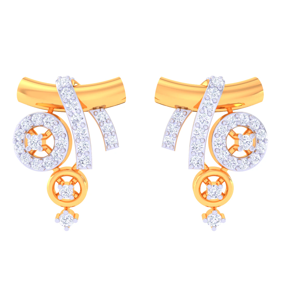 Printable 3D Jewelry design of Earrings with diamonds 3D Model .c4d .max .obj .3ds .fbx .stl .blend 